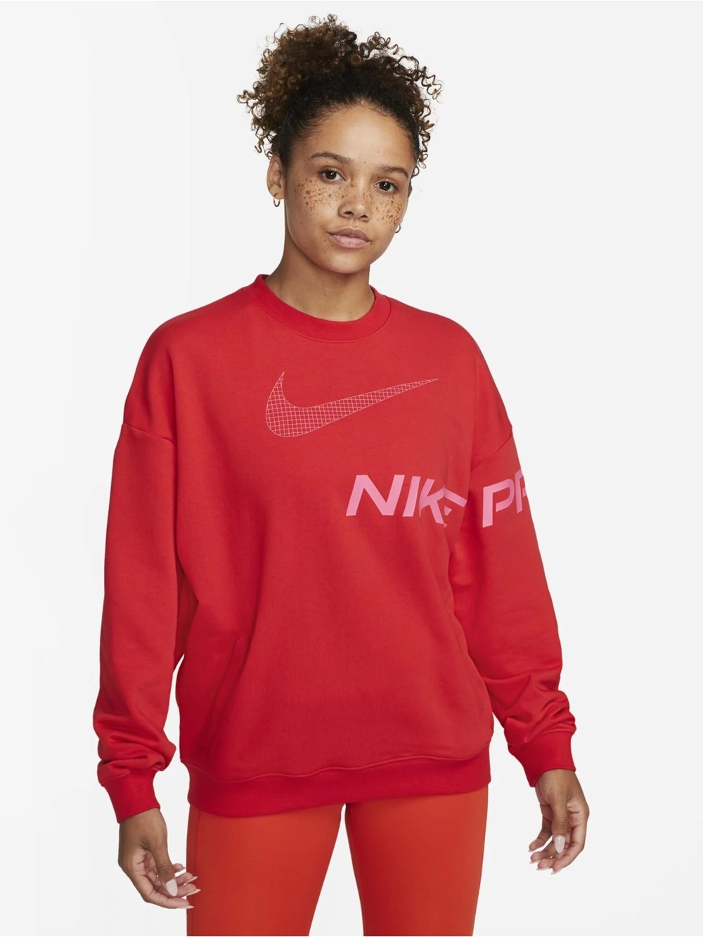 Nike Dri-FIT Get Fit Red Graphic Sweatshirt Size M Crewneck Pullover